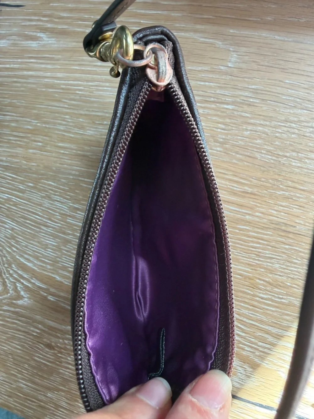 NWT Coach Madison Dotted Op Art Wristlet 44443 Mahogany Brown Jacquard Y2K